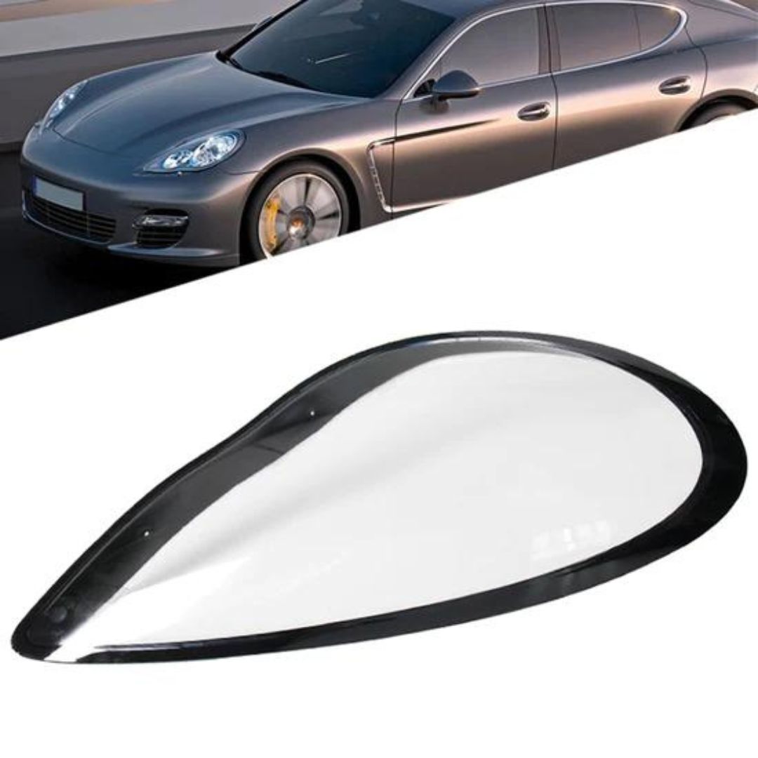 Front Headlight Cover, Car Headlight lens Lamp shell Transparent Lamp Shade headlamp cover compatible forPorschePanamera-201114 Black .