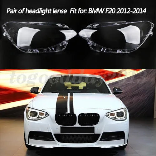 Car Front Headlight Lens Cover Transparent Lamp Shade Headlamp Lens Cover compatible for BMW F20 2011 - 2014.