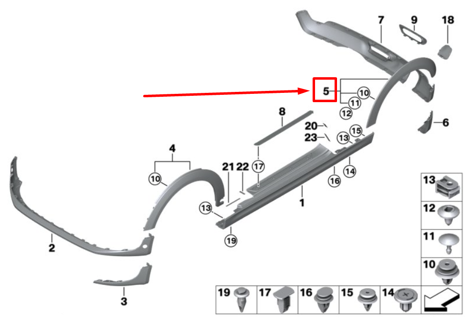 Rear Right Wheel Arch (EYEBROW ) 51777300822 Compatible With Mini Cooper F55/F56 Tag No.126