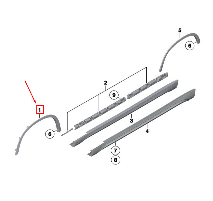 Front Left Wheel Arch (EYEBROW) 51772990165 Compatible With BMW X1 E84-2013-2015 Tag-EY-13