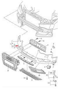 Complete Front Bumper 8K0807065A 8K0807065AGRU Compatible With AUDI A4 B8 (8K2) | A4 / S4 (2012-2015) Tag No.11