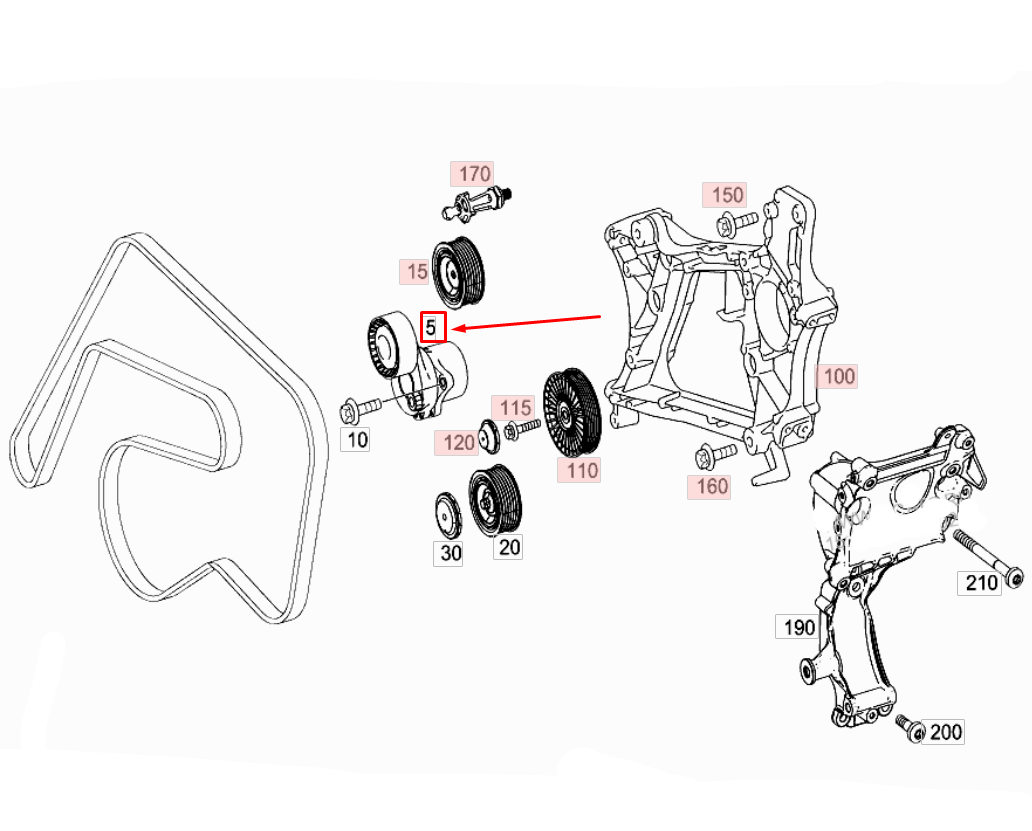 Belt Tensioner With Pulley 6512002270 6512002470 6512002570 Compatible With MERCEDES-BENZ C-CLASS (W205) & GLC (X253)
