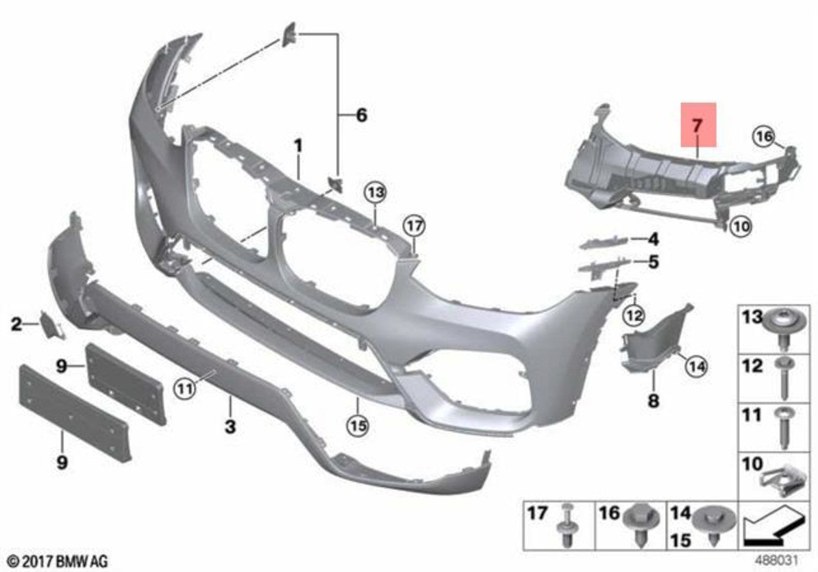 Front Bumper Bracket Left 51117399977 & Right 51117399978 Compatible With BMW X3 G01 Tag No.1821