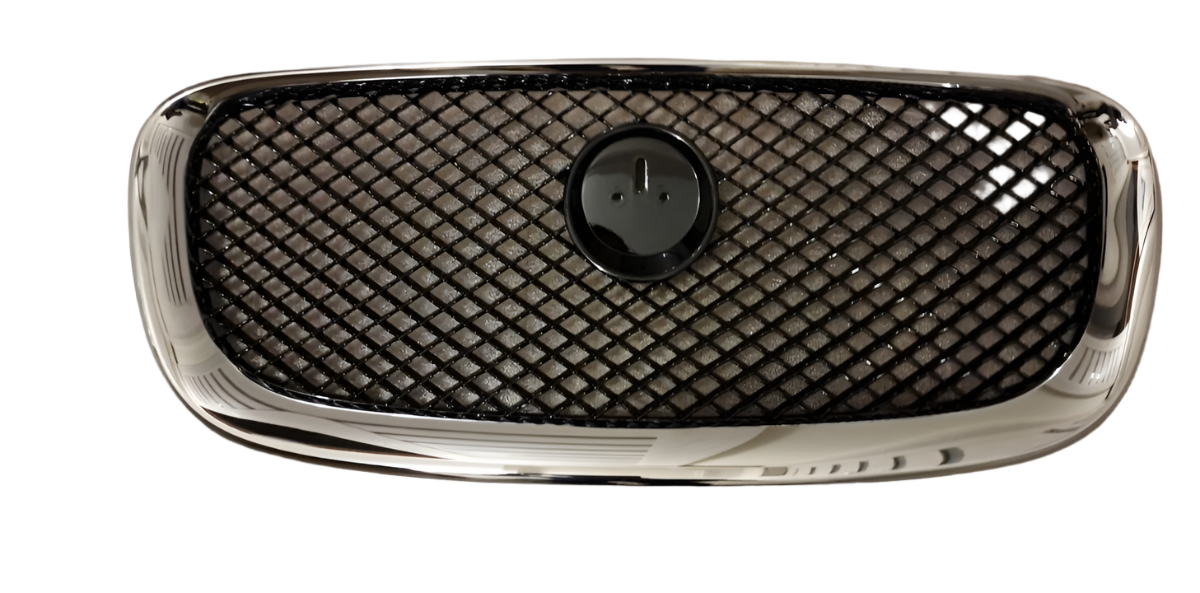 Front Black Mesh Chromed Frame C2Z13175 Compatible With Jaguar  XF I (X250)  XF II (X260) (2012-2015) Tag No.13