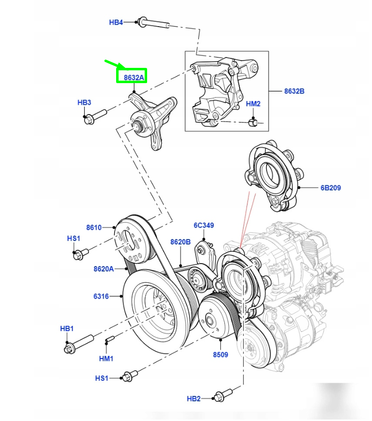 Engine Cooling Fan Pulley Bracket LR121782 Compatible With LAND ROVER RANGE ROVER IV L405