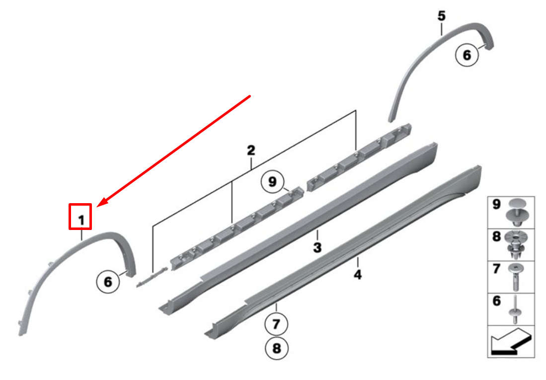 Front Right Wheel Arch (EYEBROW) 51772990166 Compatible With BMW X1 E84-201-2015 Tag-EY-14