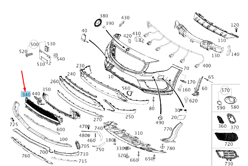 Front Bumper Grill 1568804200 Compatible With Mercedes-Benz GLA-CLASS W156 (2017-2020) Tag No.139