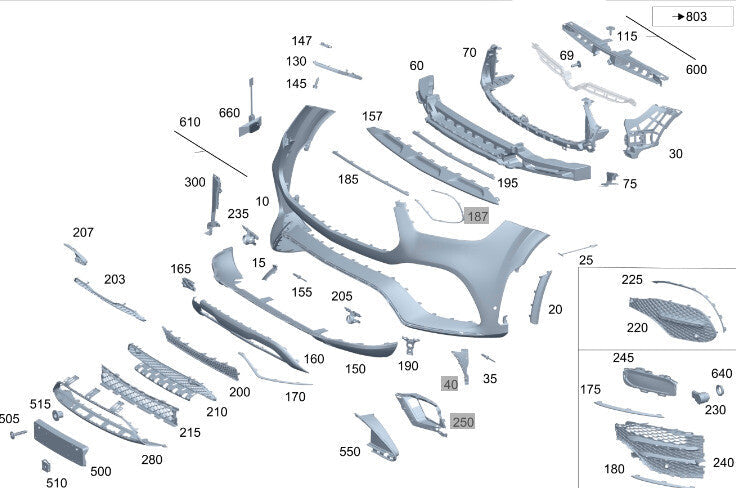Front Bumper Bracket Left 1678853310 & Right 1678853410 Compatible With Mercedes-Benz GLE Class W167 (2020-2025) Tag No.706
