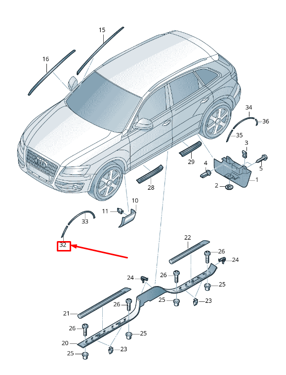 Front  Left Wheel Arch (EYEBROW) 8R0853727B Compatible With AUDI Q5 (8RB) Tag-EY-27