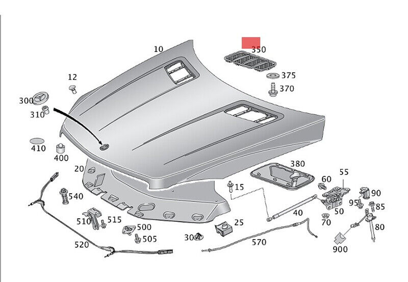 Hood Air Vent Grille Cover Set Left 1648804305 & Right 1648804405 Compatible with MERCEDES BENZ M-CLASS W164 & GL-CLASS W164