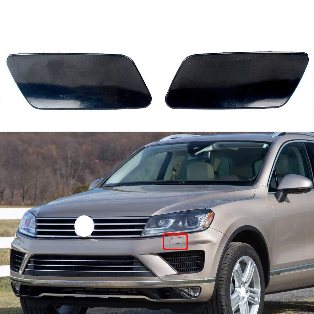 Front Bumper Headlight Washer Cover Left 7P6807937A & Right 7P6807938A Compatible With Volkswagen TOUAREG (2015-18)