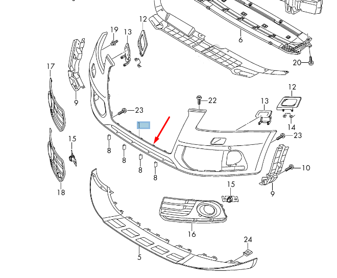 Black Front Bumper 8R0807065C 8RO807065C Compatible With AUDI Q5 (8RB)