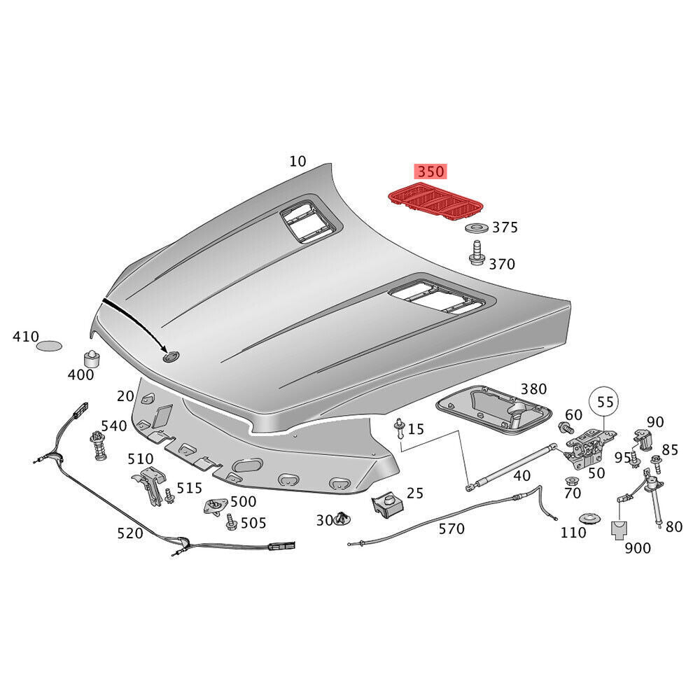 Hood Air Vent Grille Cover Left 1668800105 & Right 1668800205 Compatible With MERCEDES BENZ  M-CLASS W166 & GLE W166 & GLS W166 & GL-CLASS W166