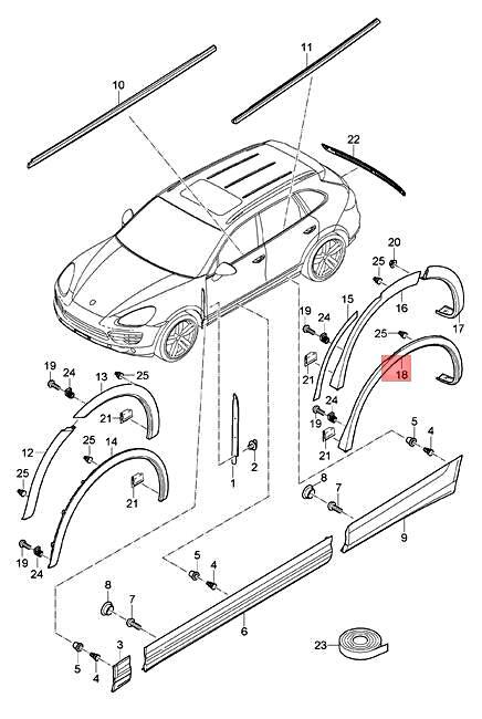 Rear Left Wheel Arch (EYEBROW) 95855982720  Compatible With Porsche Cayenne 958 2012-2018 Tag No.59