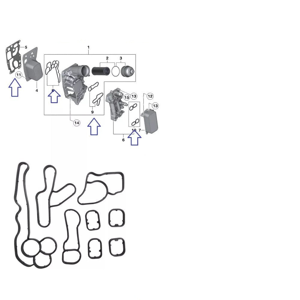 OIL COOLER PACKING (SET OF 8) 367.500/367.280/367.370 11428511980 Compatible With BMW X5 (F15, F85) 6-SERIES Coupe (F13) 6-SERIES Gran Coupe (F06)