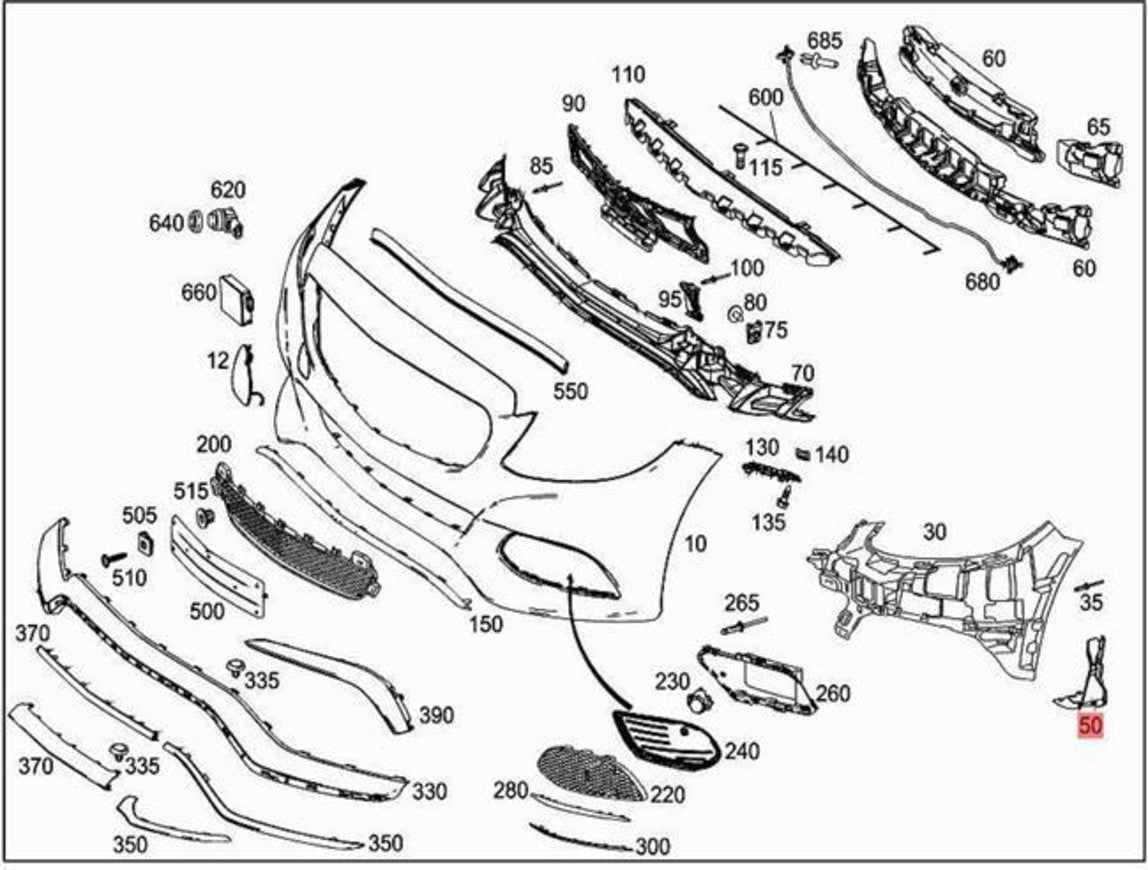 Front Bumper Bracket Left 2058853865 & Right 2058853965 Compatible With Mercedes Benz C-Class (W205) (2015-2018) Tag No.799