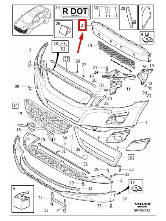 Front Bumper Foam 31283357 31283359 Compatible With VOLVO XC60 (2009-2017)