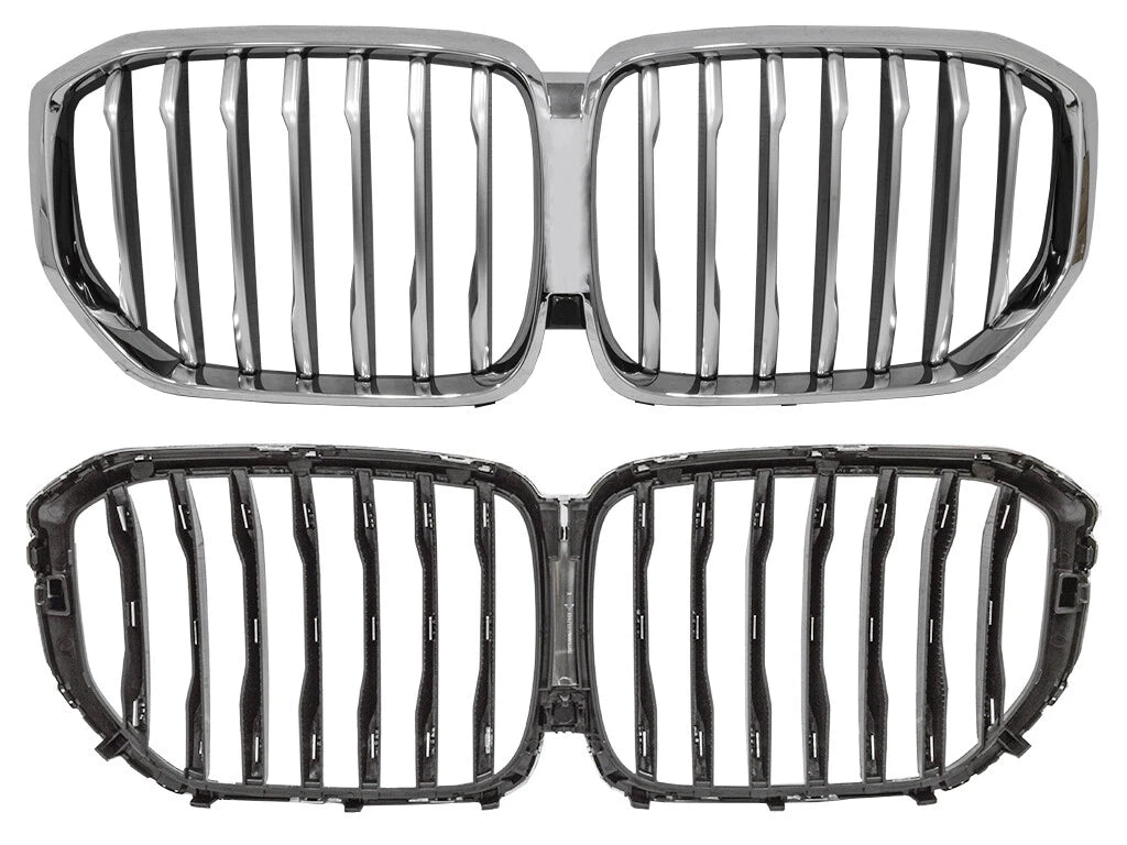 Kidney Grill 51137454887 Silver Chrome  Compatible With BMW X5 G05 Tag 66