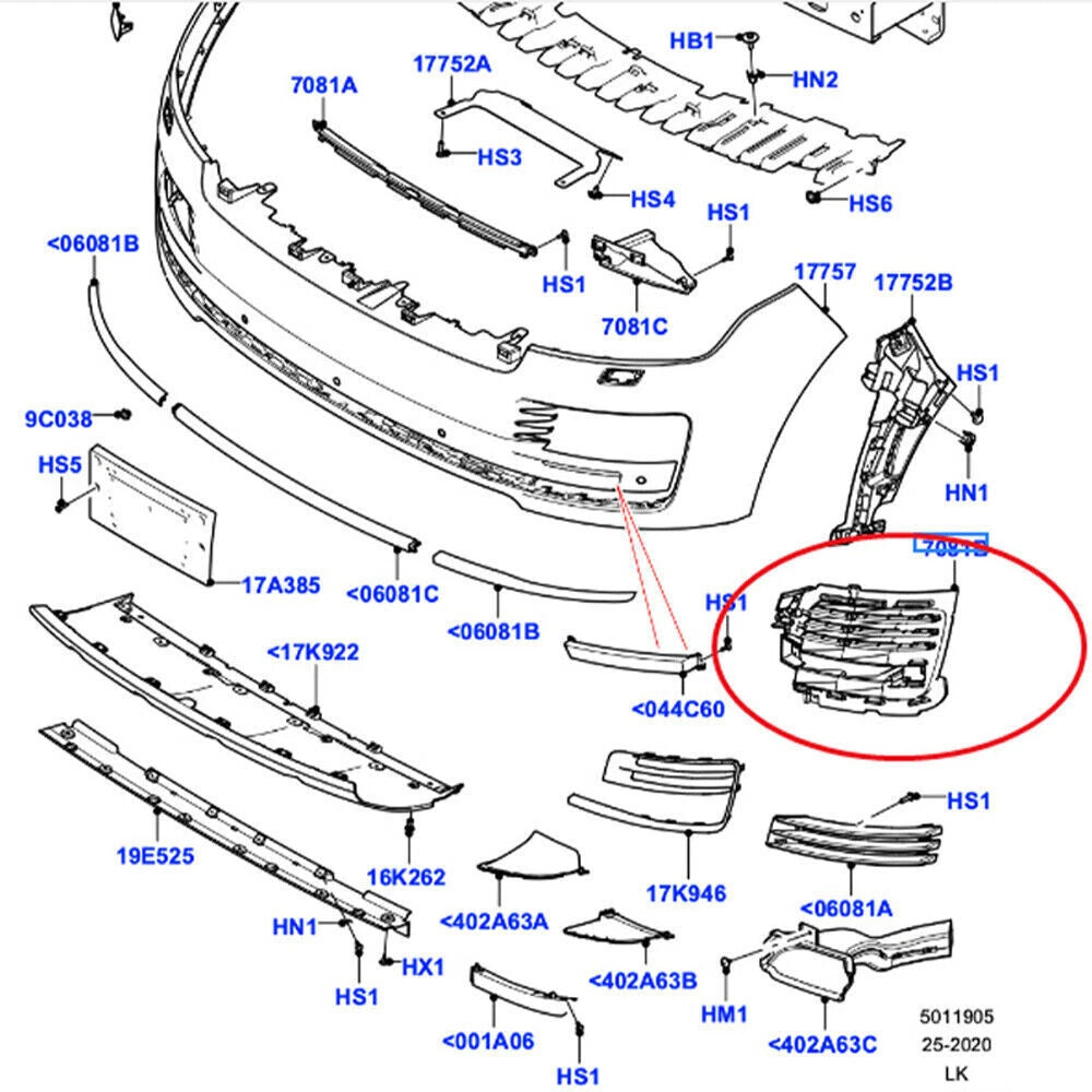 Fog Lamp Cover Right LR098722 & Left LR098721 Compatible With Land Rover Range Rover Vogue - L405 (2018-2022) Tag No.612 (2018-2022)