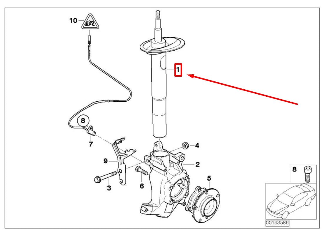 Front (Left & Right Same)  Shock Absorber (ALLUMNIUM) 31326764458 Compatible With BMW 5 Series (E60) (1PCS)