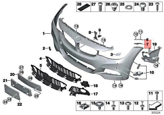 Front Bumper Bracket Left 51117293803 & Right 51117293804 Compatible With 3 Series GT (F34) (2014-2019) Tag No.1561