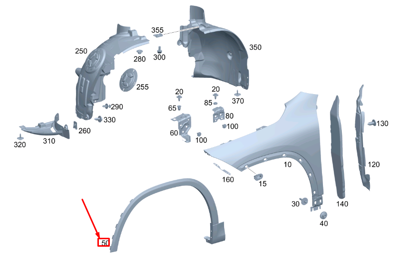 Front Left Wheel Arch (EYEBROW ) 2478850000 A2478850000 Compatible With Mercedes-Benz & B-Class W247 (2021-2024) No.85