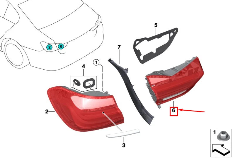 Dickey Light Assy Set Left 63217342967 & Right 63217342968 Compatible With BMW 7 Series (G11/G12) (2016-2018) Tag No.65
