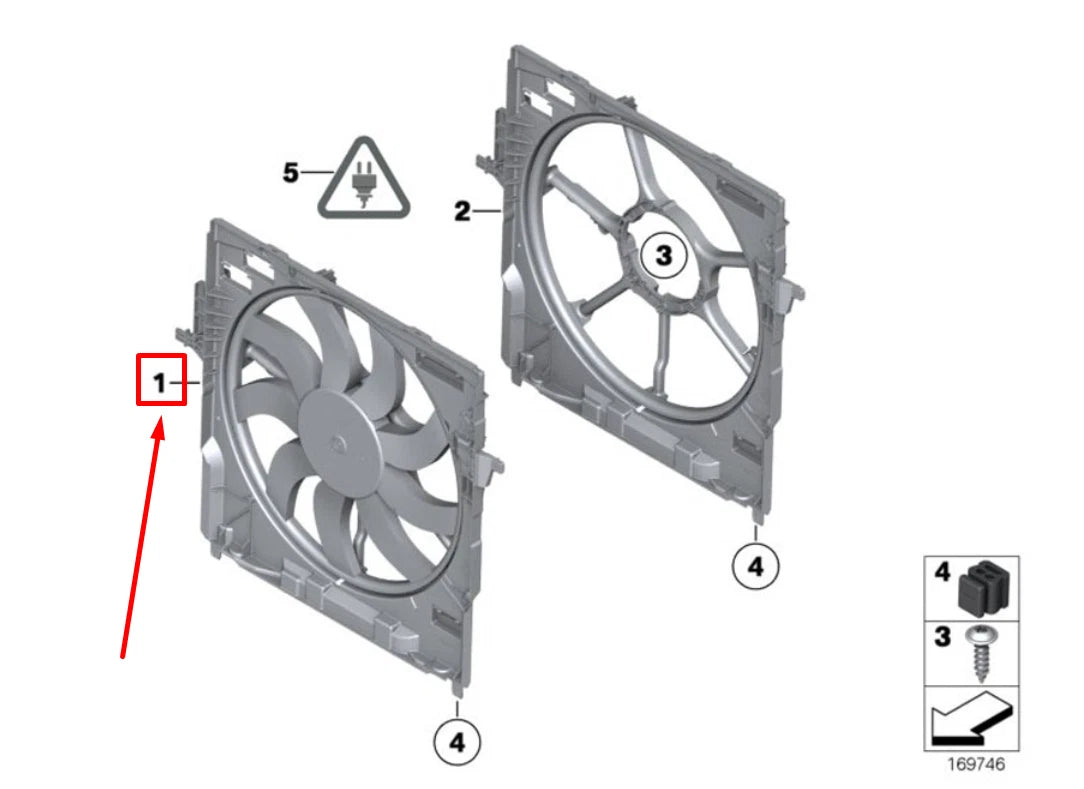 Engine Radiator Cooling Fan Assembly 17427599494 17427647652 17428509742  Compatible With BMW 5 Series (F10) & 5 Gran Turismo (F07) &  7 Series (F01, F02, F03, F04)