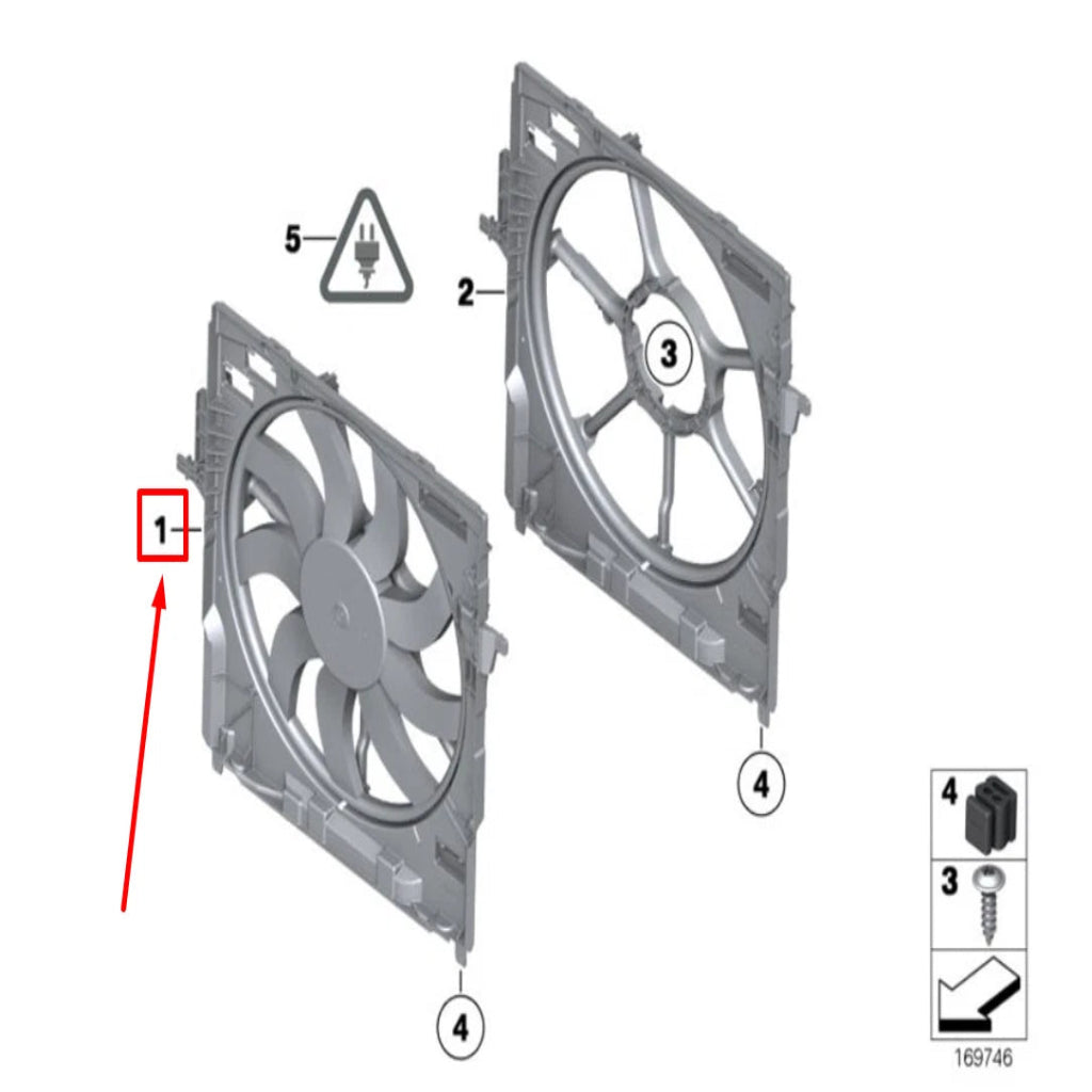 Engine Radiator Cooling Fan Assembly 17427599494 17427647652 17428509742  Compatible With BMW 5 Series (F10) & 5 Gran Turismo (F07) &  7 Series (F01, F02, F03, F04)