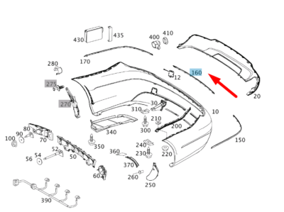 Rear Bumper Chrome  2048853121  Compatible With MERCEDES BENZ C-CLASS W204 T-1 2011-2014 Tag No.121