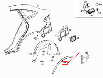 Rear Right Wheel Arch (EYEBROW) 2928851422 Compatible With MERCEDES BENZ GLE W292 2015-2018