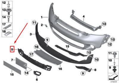 Front Bumper Grille 51119802061  Compatible With Mini Cooper (R60) (2011-2016) Tag No.79