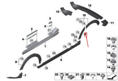 Wheel Eyebrow  On The Door Left 51777329031 Compatible With MINI (F55) | MINI / COOPER Tag No.129