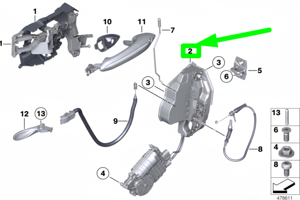 Front Door Latch Right (With Motor) 51215A36E18 & 51217185690 Compatible With BMW & 5 (F10) 7 (F01, F02, F03, F04)