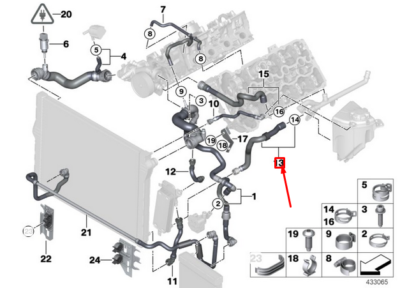 Coolent Hose 17127575429 Compatible BMW 7 (F01, F02, F03, F04) Tag No.199