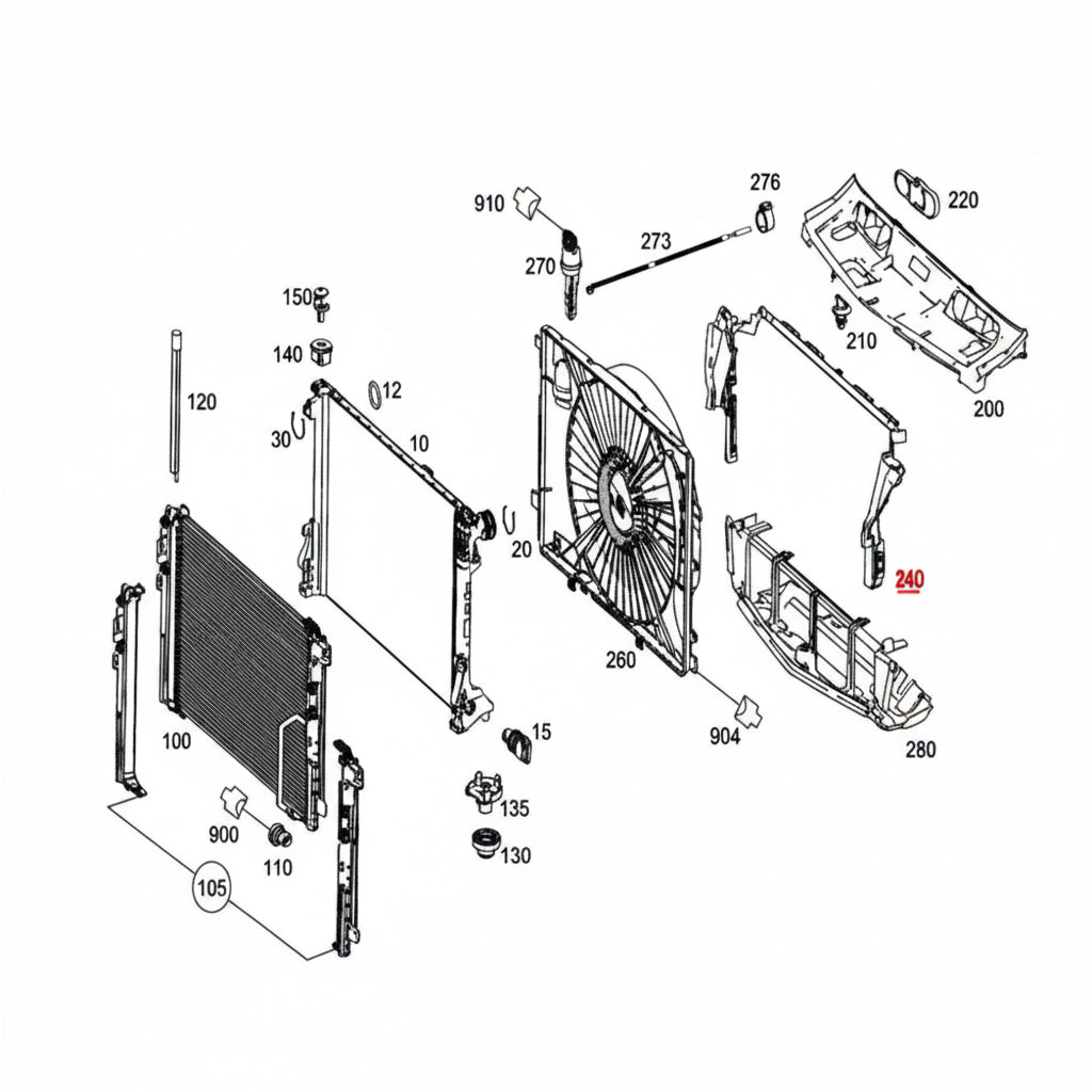 Radiator Fan Assy Bracket 2045050530 Compatible With Mercedes Benz (W204) C-Class (2007-2014) Tag No.763