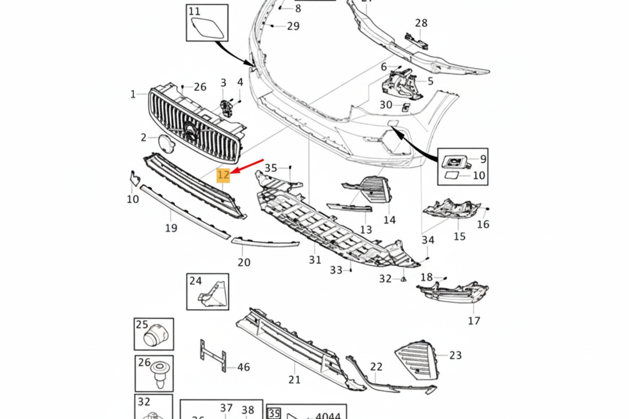 Front Bumper Grill 32234933 Compatible With VOLVO XC60 II (246) Tag No.210