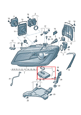 LED Headlight Daytime Running Light Module 3D0941329E Compatible With AUDI Q5 8R/MK7 GTI Tag No.267