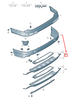 Rear Lower Bumper 4M0807434E 4M0807434EKA8 Compatible With Audi Q7 4M (2016-2021) Tag No.215