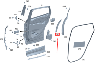 Rear Left Wheel Arch (EYEBROW ) 2477300002 A2477300002 Compatible With Mercedes-Benz & B-Class W247 (2021-2024) No.76