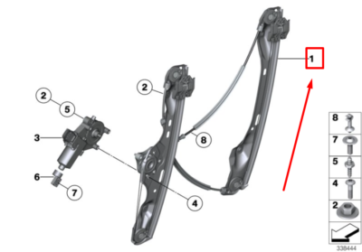 Front Right  Power Window Regulator 51332990386 Compatible with BMW X1 (E84)