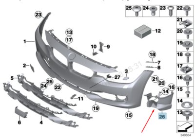 Fog Lamp Braket Left 51117284813 Right 51117284814 Compatible With BMW  3 SERIES F30 Tag No.1544