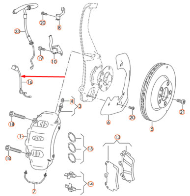 Front Brake Pad Wear Sensor 7P0907637A Compatible With PORSCHE CAYENNE 92A & PANAMERA 970