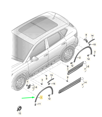 Front Left Wheel Arch (EYEBROW) 565853717 Compatible With Skoda Kodiaq