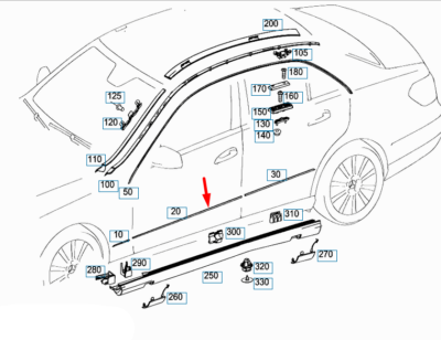 Front Door Chrome Left 2126902562 & Right 2126902662 Compatible With MERCEDES BENZ W212 T-1 2010-2013 Tag No.119