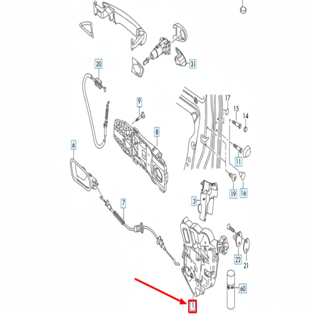 Front Right Door Lock Actuator 5E2837016A Compatible With SKODA OCTAVIAN (New Model)