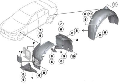 Fr Rear Right Fender Linning 51717185160 Compatible With BMW 7 Series F02/F07 Tag No.66