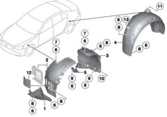Fr Rear Right Fender Linning 51717185160 Compatible With BMW 7 Series F02/F07 Tag No.66