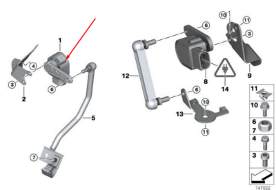 Headlight Level Sensor 37146853754 Compatible With BMW X1  E84 & X5 E70 & X6 E71