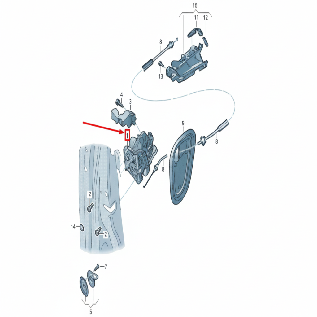 Front Door Latch (6 Pin) Left 8X2837015C Right 8X2837016C Compatible With AUDI A3 Convertible (8V7, 8VE) | A3 / S3 A3 Limousine (8VS, 8VM) | A3 / S3